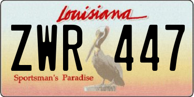 LA license plate ZWR447