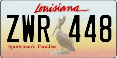 LA license plate ZWR448