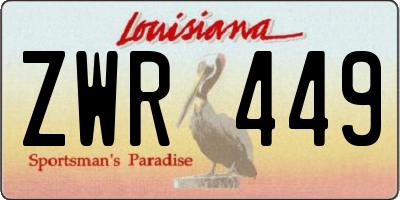 LA license plate ZWR449