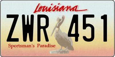 LA license plate ZWR451