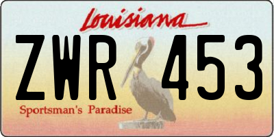 LA license plate ZWR453