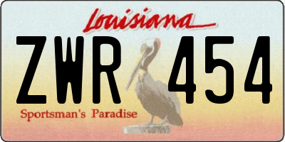 LA license plate ZWR454