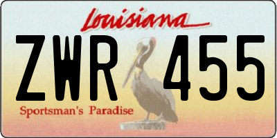 LA license plate ZWR455