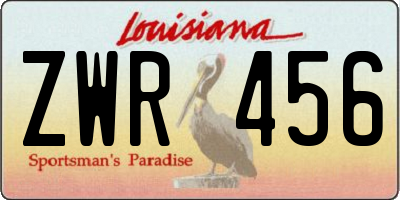 LA license plate ZWR456