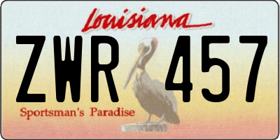 LA license plate ZWR457