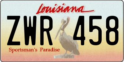 LA license plate ZWR458