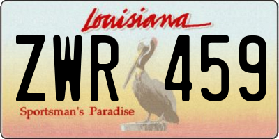 LA license plate ZWR459