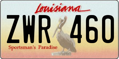 LA license plate ZWR460