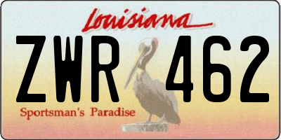 LA license plate ZWR462