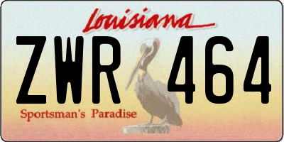 LA license plate ZWR464