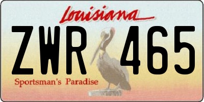 LA license plate ZWR465