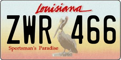 LA license plate ZWR466