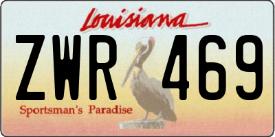 LA license plate ZWR469