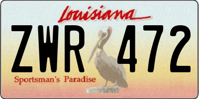 LA license plate ZWR472