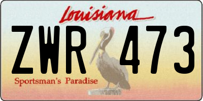 LA license plate ZWR473