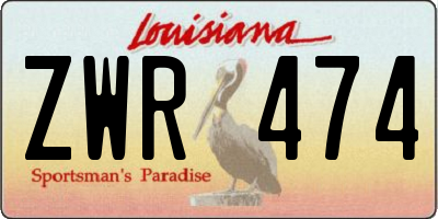 LA license plate ZWR474