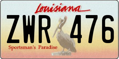 LA license plate ZWR476