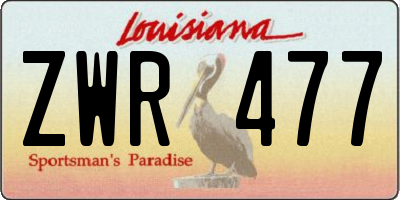 LA license plate ZWR477