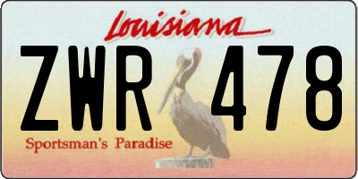 LA license plate ZWR478