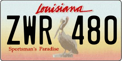 LA license plate ZWR480