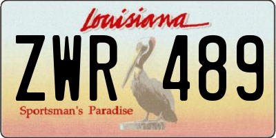 LA license plate ZWR489