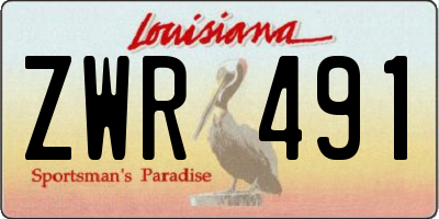 LA license plate ZWR491