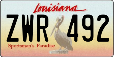 LA license plate ZWR492