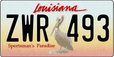 LA license plate ZWR493