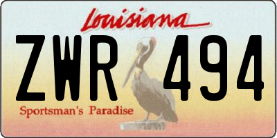 LA license plate ZWR494