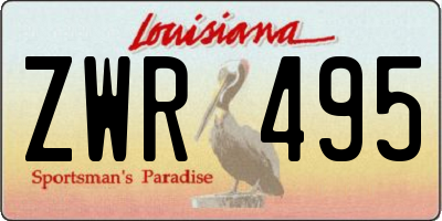 LA license plate ZWR495