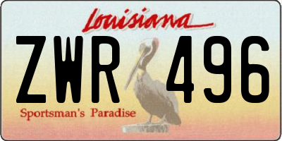 LA license plate ZWR496