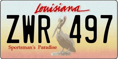 LA license plate ZWR497