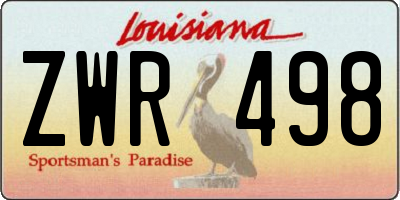 LA license plate ZWR498