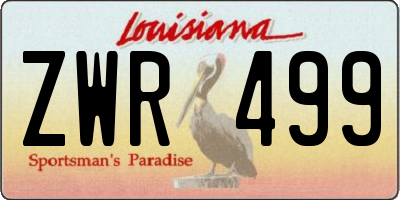 LA license plate ZWR499