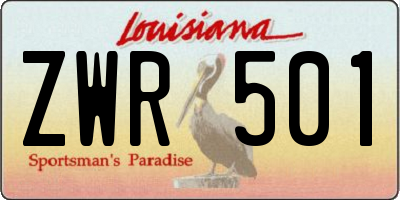 LA license plate ZWR501