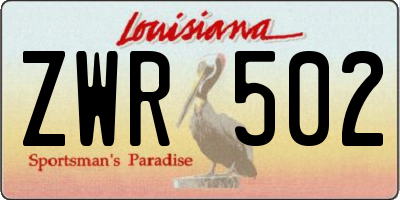 LA license plate ZWR502