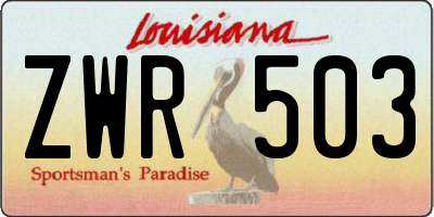 LA license plate ZWR503