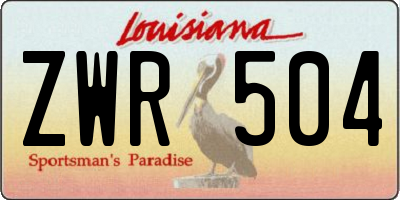 LA license plate ZWR504