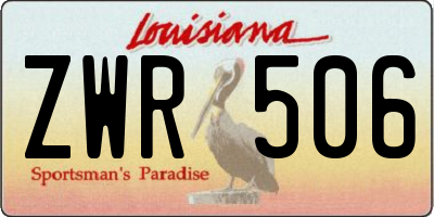 LA license plate ZWR506