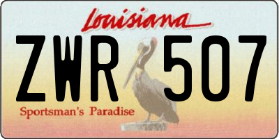 LA license plate ZWR507