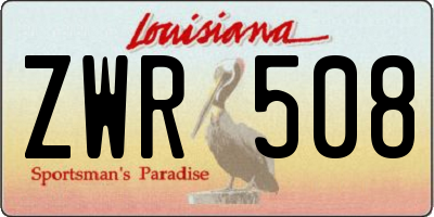 LA license plate ZWR508