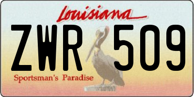 LA license plate ZWR509