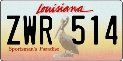 LA license plate ZWR514