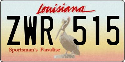 LA license plate ZWR515