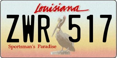 LA license plate ZWR517