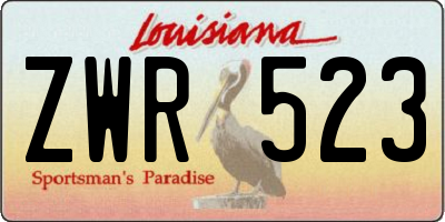 LA license plate ZWR523