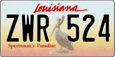 LA license plate ZWR524