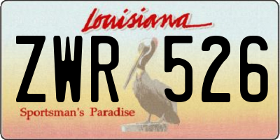 LA license plate ZWR526