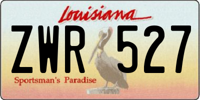 LA license plate ZWR527