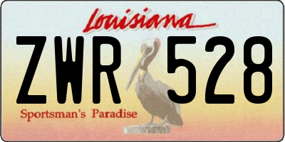 LA license plate ZWR528